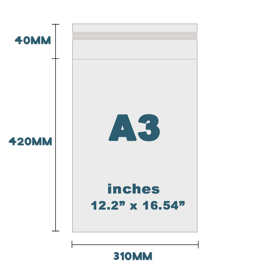 SELF SEAL CELLO BAGS A3  305mm x 420mm CLEAR CELLOPHANE DISPLAY BAGS 